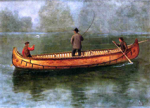  Albert Bierstadt Fishing from a Canoe - Canvas Art Print