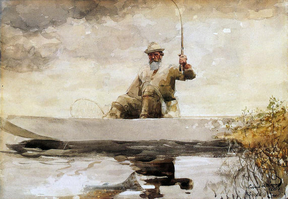  Winslow Homer Fishing in the Adirondacks - Canvas Art Print
