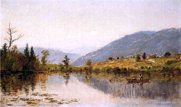  Jasper Francis Cropsey Fishing on a Lake - Canvas Art Print