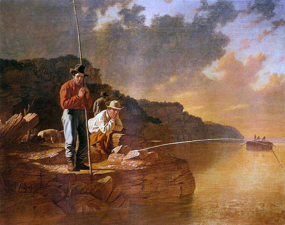  George Caleb Bingham Fishing on the Mississippi - Canvas Art Print