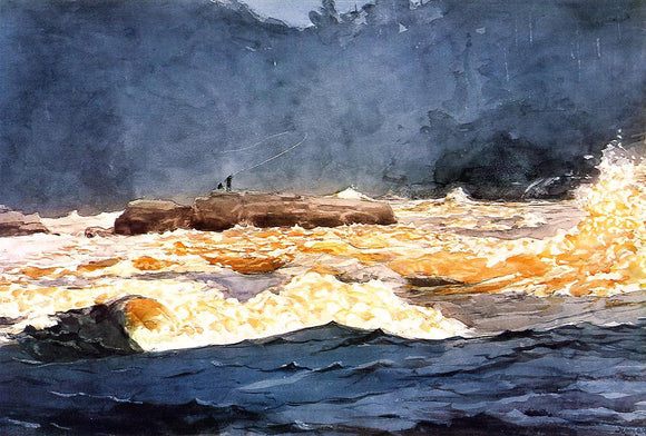  Winslow Homer Fishing the Rapids, Saguenay - Canvas Art Print