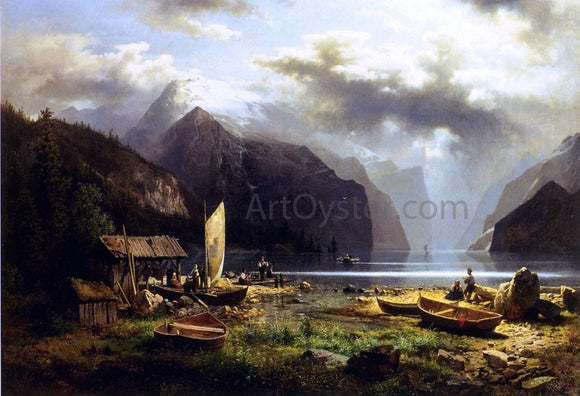  Herman Herzog Fishing Village - Canvas Art Print