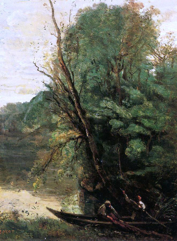  Jean-Baptiste-Camille Corot Fishing with Nets, Evening - Canvas Art Print