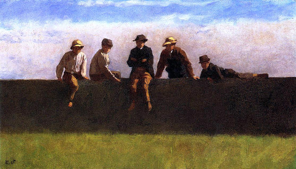  Eastman Johnson Five Boys on a Wall - Canvas Art Print