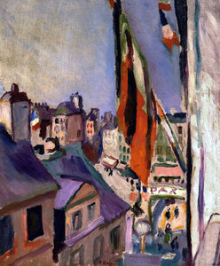  Pierre Auguste Renoir Flag Decorated Street - Canvas Art Print
