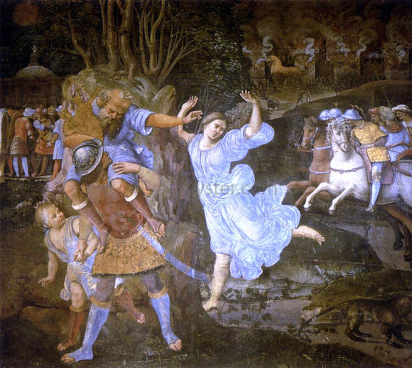  Girolamo Genga Flight of Aeneas from Troy - Canvas Art Print