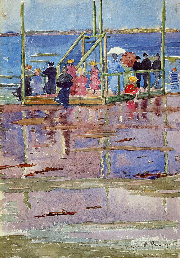  Maurice Prendergast Float at Low Tide, Revere Beach (also known as People at the Beach) - Canvas Art Print