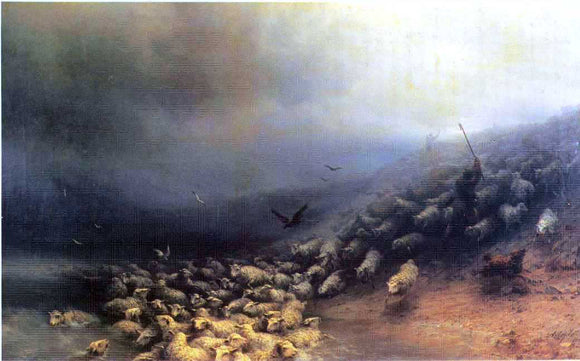  Ivan Constantinovich Aivazovsky Flock of Sheep at Gale - Canvas Art Print