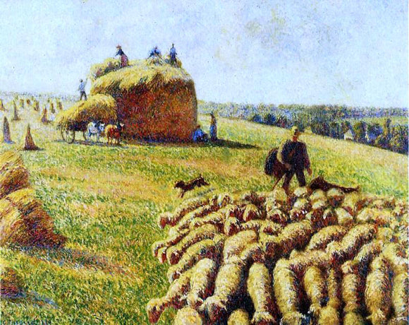  Camille Pissarro Flock of Sheep in a Field After the Harvest - Canvas Art Print