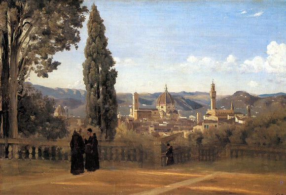  Jean-Baptiste-Camille Corot Florence - The Boboli Gardens - Canvas Art Print