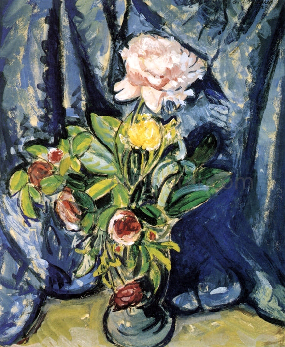 Alfred Henry Maurer Flowers Against a Blue Drape - Canvas Art Print