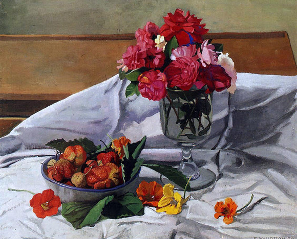 Felix Vallotton Flowers and Strawberries - Canvas Art Print