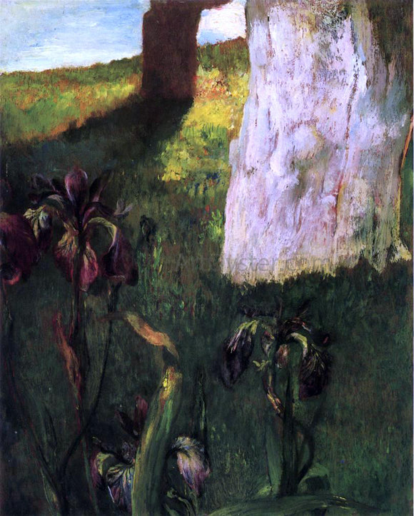  John La Farge Flowers, Blue Iris, with Trunk of Dead Apple-Tree - Canvas Art Print