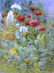  Edward C Leavitt Flowers in a Garden - Canvas Art Print