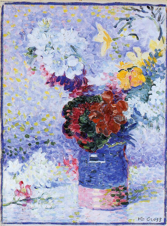  Henri Edmond Cross Flowers in a Glass - Canvas Art Print