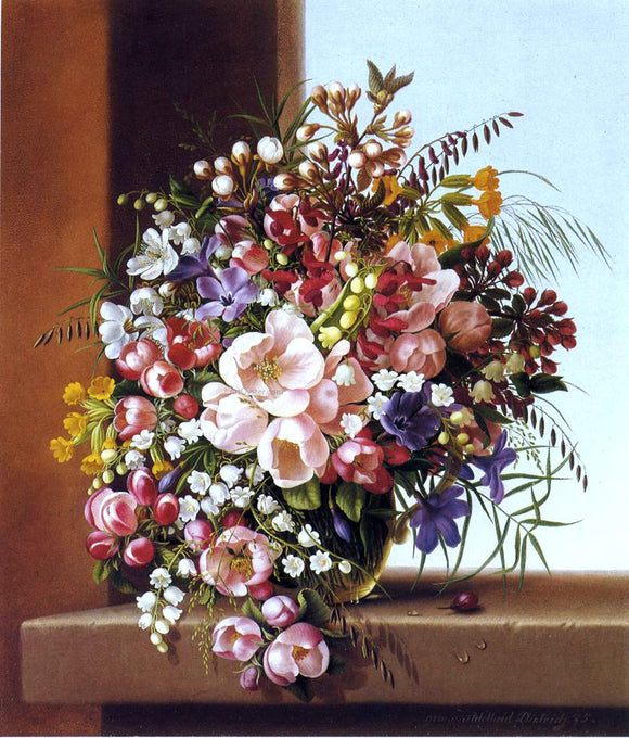  Adelheid Dietrich Flowers in a Glass Bowl - Canvas Art Print