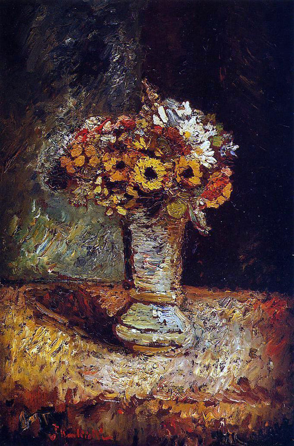  Adolphe-Joseph-Thomas Monticelli Flowers in a Vase - Canvas Art Print
