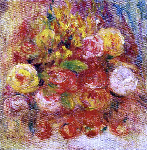  Pierre Auguste Renoir Flowers in a Vase with Blue Decoration - Canvas Art Print