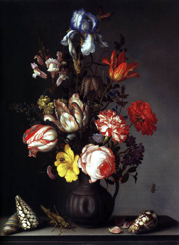  Balthasar Van der Ast Flowers in a Vase with Shells and Insects - Canvas Art Print