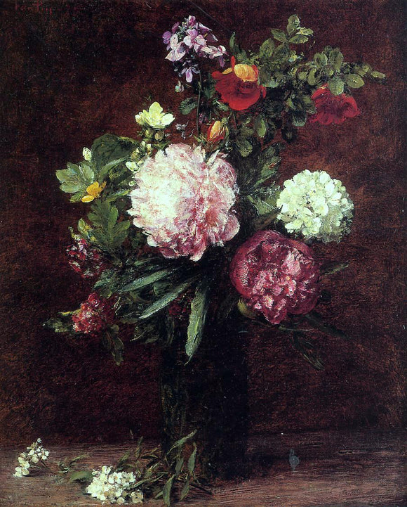  Henri Fantin-Latour Flowers, Large Bouquet with Three Peonies - Canvas Art Print