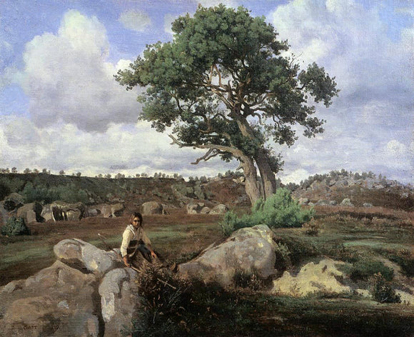  Jean-Baptiste-Camille Corot Fontainebleau, 'The Raging One' - Canvas Art Print