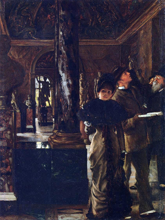  James Tissot Foreign Visitors at The Louvre - Canvas Art Print