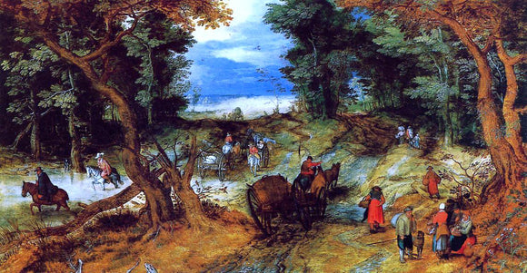  The Elder Jan Bruegel Forest Landscape with Travellers - Canvas Art Print