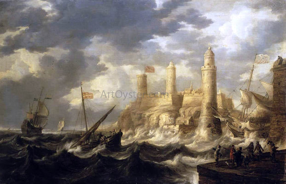  The Elder Bonaventura Peeters Fortified Harbour - Canvas Art Print