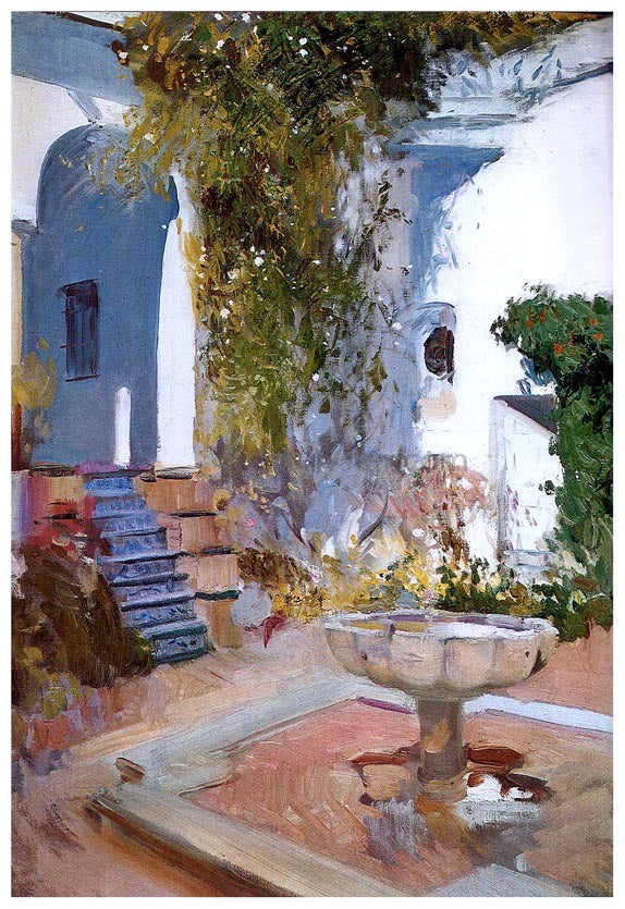  Joaquin Sorolla Y Bastida A Fountain at the Alcazar in Sevilla - Canvas Art Print