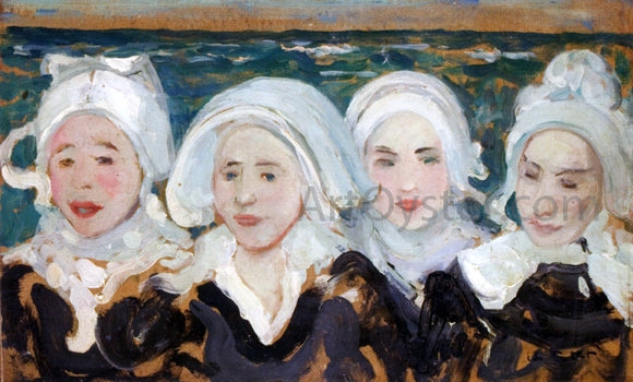  Charles Cottet Four Breton Women at the Seashore - Canvas Art Print