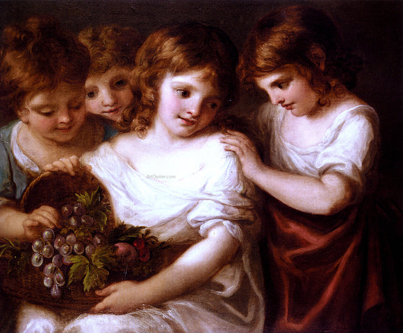  Angelica Kauffmann Four Children With A Basket Of Fruit - Canvas Art Print
