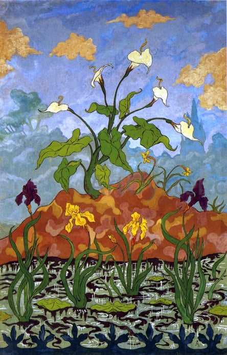 Paul Ranson Four Decorative Panels: Arums and Purple and Yellow Irises - Canvas Art Print