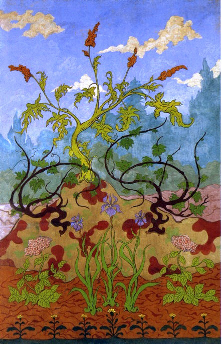  Paul Ranson Four Decorative Panels: Iris and Large Yellow and Mauve Flowers - Canvas Art Print