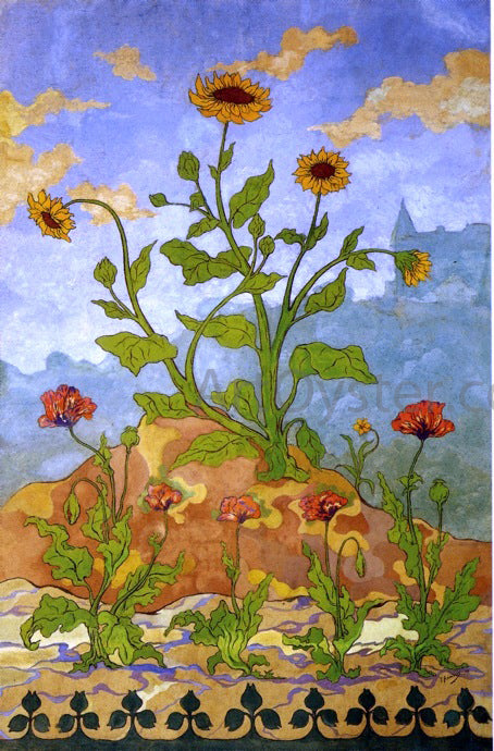  Paul Ranson Four Decorative Panels: Sunflowers and Poppies - Canvas Art Print