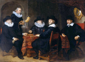  Govert Teunisz Flinck Four Governors of the Arquebusiers' Civic Guard - Canvas Art Print