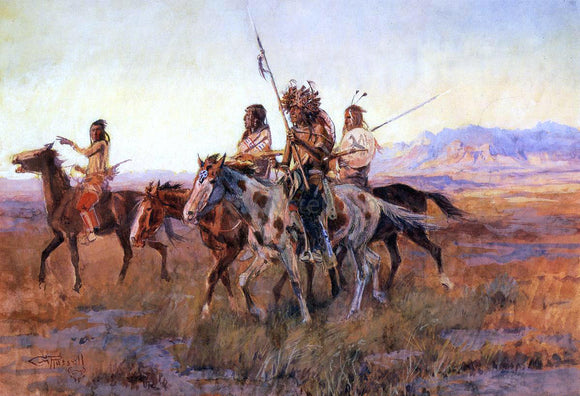  Charles Marion Russell Four Mounted Indians - Canvas Art Print