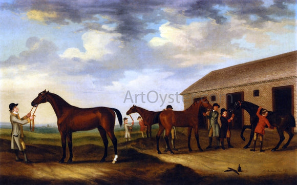  Francis Sartorius Four Racehorses Outside the Rubbing Down House, Newmarket - Canvas Art Print