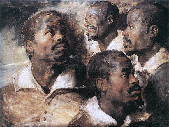  Peter Paul Rubens Four Studies of the Head of a Negro - Canvas Art Print