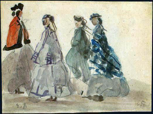  Eugene-Louis Boudin Four Women at Trouville - Canvas Art Print