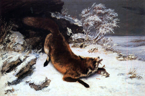  Gustave Courbet Fox in the Snow - Canvas Art Print