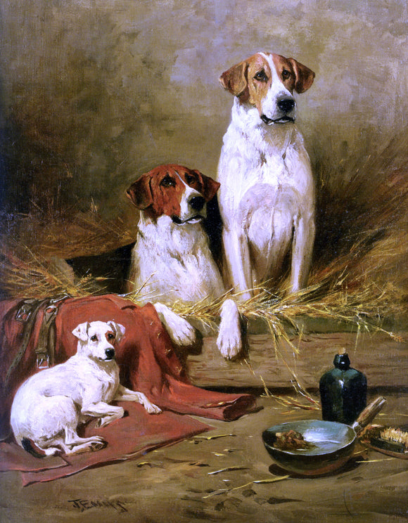 John Emms Foxhounds and a Terrier - Canvas Art Print