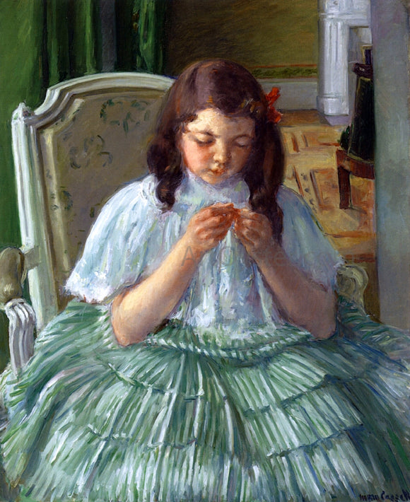  Mary Cassatt Francoise in Green, Sewing - Canvas Art Print