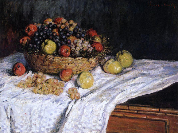  Claude Oscar Monet Fruit Basket with Apples and Grapes - Canvas Art Print