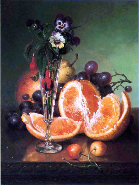  Robert Spear Dunning Fruit, Flowers and a Wineglass on a Tabletop - Canvas Art Print