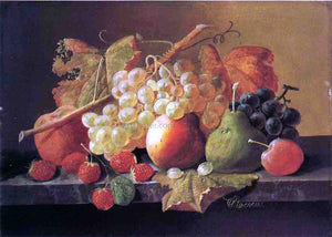  Severin Roesen Fruit on a Marble Ledge - Canvas Art Print