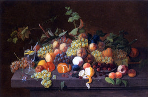  Severin Roesen Fruit Still Life with Glass of Lemonade - Canvas Art Print