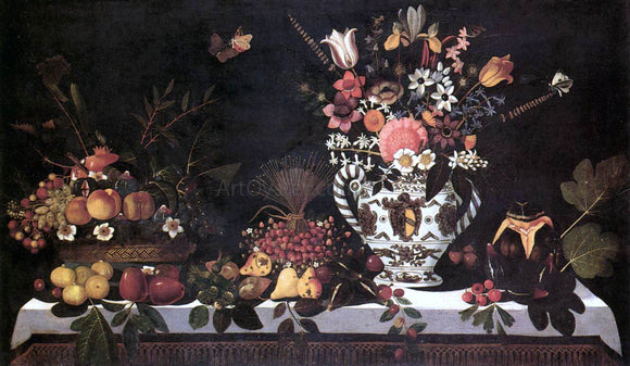  Master of Hartford Still-life Fruit Still-Life with a Vase of Flowers - Canvas Art Print