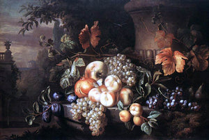  Jakab Bogdany Fruit-Piece with Stone Vase - Canvas Art Print