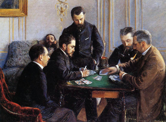  Gustave Caillebotte Game of Bezique - Canvas Art Print