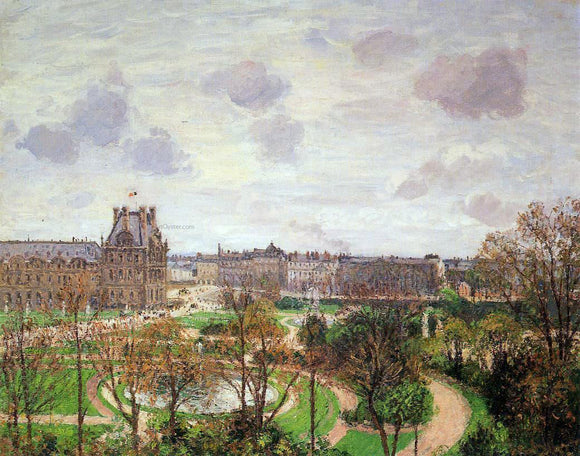  Camille Pissarro Garden of the Louvre: Morning, Grey Weather - Canvas Art Print